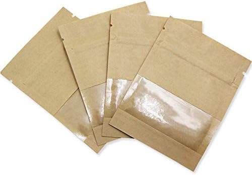 1000 מארז 5. 1 על 7.08 אינץ ' נייר קראפט חלון שקוף לשקית רוכסן ניתן לסגירה מחדש של חותם חותם מזון שקיות