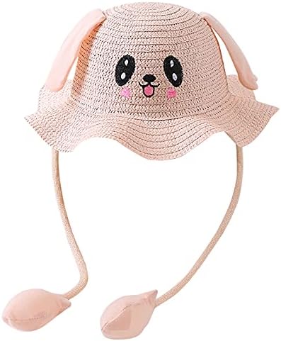 כובע ארנבות תינוקות של פולג עם אוזניים נעות כובע קש ארנב קופץ אוזן מצחיק כובע חמוד רחב שוליים כובע