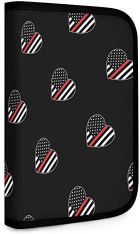 כבאי קו דק דגל אמריקאי דגל לב דו-קיפול כלים מחזיק בכיס כיס רב-תפקוד מתקפל שקית כלים ניידת רוכסן סביב ארנק