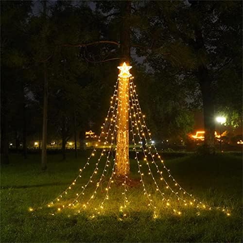 Qonioi אנרגיה סולארית הובלה אור חמש נקודות אור חג המולד עץ תליה אור אור זורם אורות עץ חג המולד אור