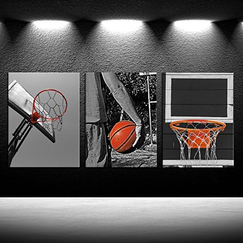 iknow foto 3 חלקים שחור לבן ספורט קיר קיר אמנות כדורסל פוסטר אמנות הדפסים ציור תמונות ממוסגרות