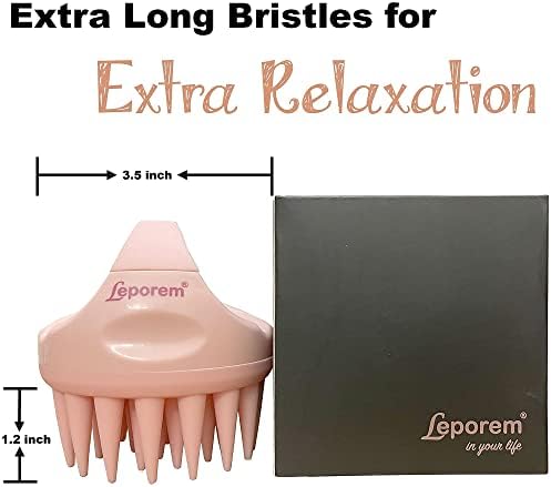 עיסוי קרקפת Leporem - מברשת שמפו עם זיפי סיליקון רכים ארוכים במיוחד לשיער יבש ורטוב, קשקשים