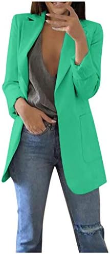 ארוך שרוול עבודה בלייזר לנשים עסקים פתוח קדמי קרדיגן מעיל מוצק צבע מזדמן מעיל משרד חליפה עם כיס