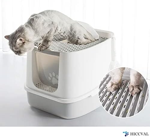 ארגז חול לחתולים עם מכסה סגור לחלוטין חתול למעלה כניסה אסלת מחבת נייד גדול מכוסה ארגז חול ניפוי