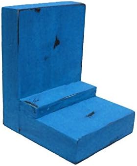 ספרי עץ/עץ של 2 חלקים - כחול - תצוגת ספרי עץ במצוקה דקורטיבית במצוקה