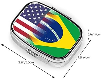 דגל אמריקאי ודגל ברזילאי ריבוע מיני קופסת גלולות תאים רפואת נסיעות מארגן מארגן גלולת מתכת ניידת