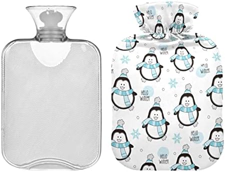 Umiriko פינגווין חמוד בקבוק מים חמים לחג המולד 2 ליטר עם כיסוי, שקית מים חמים לקומפרס חם וקור,