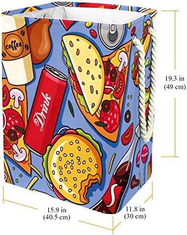 אמריקאי טעים שומן מזון דפוס גדול מתקפל סל כביסה מתקפל מלוכלך כביסת תיק עם ידיות עבור מכללת בית כביסה חדר קל לשאת