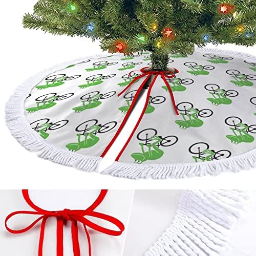אופני צפרדע הדפס אופניים חצאית עץ חג המולד עם ציצית למסיבת חג שמח מתחת לעץ חג המולד