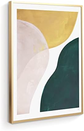 בד הדפסת קיר אמנות ורוד ירוק צהוב צבע בלוקים מופשט צורות ציור מודרני אמנות בוהו קיר אמנות לסלון,
