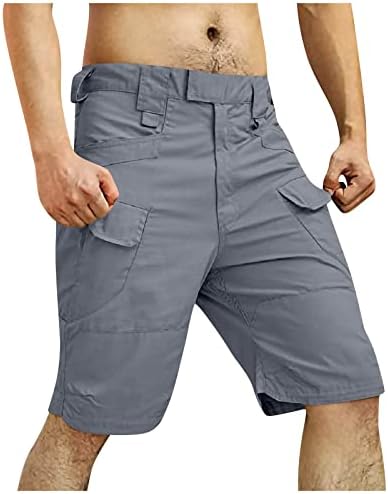 מכנסיים קצרים טקטיים לגברים, מכנסי לחימה צבאיים באורך הברך עמיד למים ריפסטופ רב כיסים גזעים גמישים