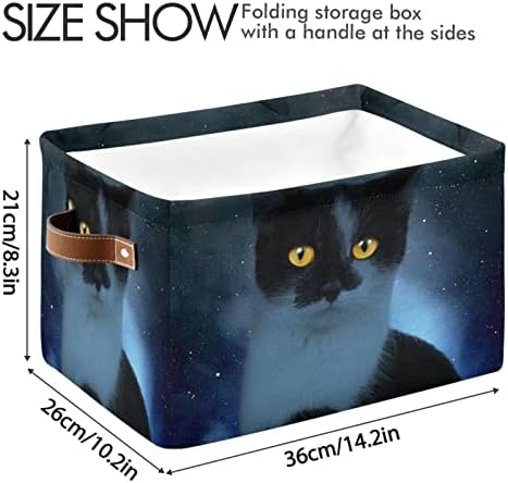 סל אחסון ענן של חתול כוכבי סלסלת גלקסי מארגן אחסון קופסה קופסה סלי קובייה גדולים מתקפלים עם ידיות PU לארונות כביסה