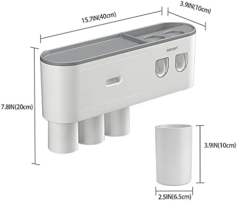 ערכת מחזיק מברשת שיניים רכובה על קיר עם מכשירי משחת שיניים אוטומטיים כפולים לחדר אמבטיה וחדר