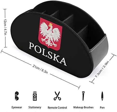 דגל פולסקה פולני פטריוטי מודפס טלוויזיה מרחוק מארגן מרחוק מחזיקי בקרת קופסאות עור PU 5 תאים מיכל אחסון