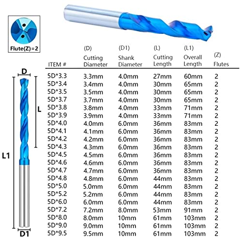 מקדח 3 ד קרביד ביטים 3-12 ממ קירור תרגיל ספירלת טוויסט מקדח כחול ציפוי חור תרגיל עבור מתכת 1 יחידות