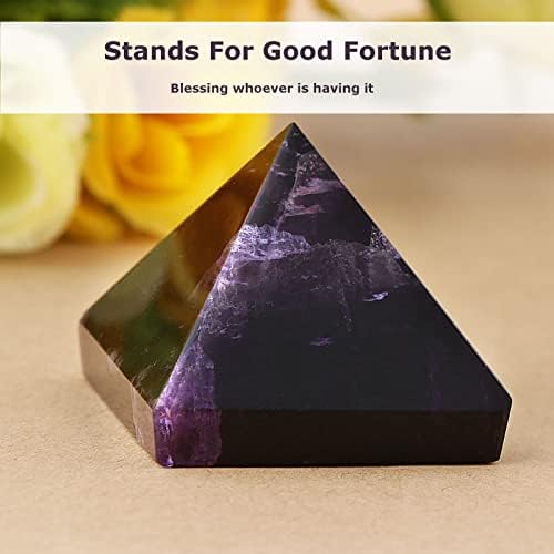 פירמידה Diyeeni Amethyst, פירמידה קריסטל סגול טבעי עם מזל טוב, משקל נייר סגול, מלאכת פירמידה של