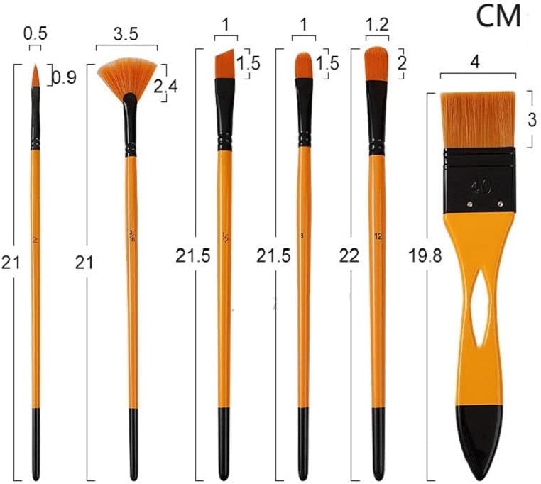 HNKDD 6 יחידות/סט ניילון עץ מעורב מחזיק עט עט שמן מברשת צבע מברשת אקריליק שמן צביעה חומר אמנות מברשת