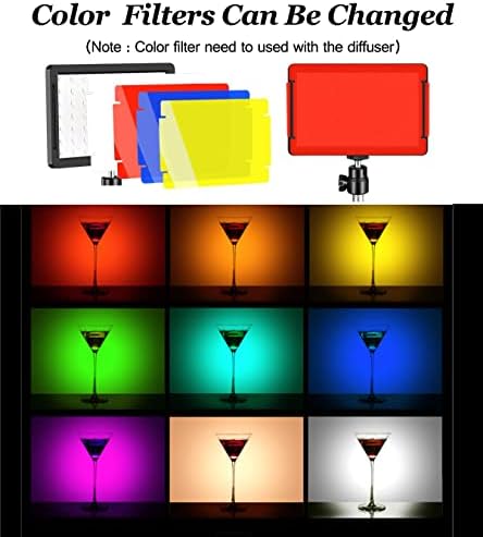ערכת תאורת וידאו LED 3 עם עמדת חצובה מתכווננת, בהירות לעומק 5600K צילום אור פנל רציף עם 9 מסנני צבע לדיוקן זרם