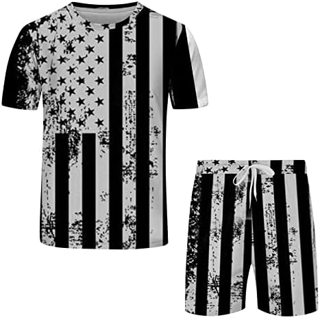 2023 מכנסי קיץ קבועים לגברים יום העצמאות יום עצמאות חולצה פטריוטית ותלבושות מכנסיים קצרים הגדר ספורט