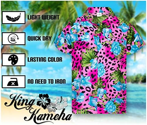 חולצה הוואי קמאהה להוואי לגברים כפתור מזדמן פאנקי למטה פרחי נמר יוניסקס מקצרים מאוד