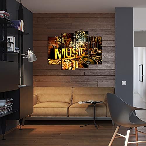 נושאי קיר קיר של אמנות Ulinked 4 פאנלים יצירות אמנות מטאל רוק DJ נגן רטרו פאנק רמקולי להבה הקלטת סטודיו שידור