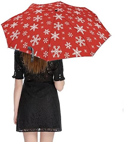 פתית שלג מטריית נסיעות לחג המולד אטומה לרוח 3 קפלים מטרייה מתקפלת אוטומטית לגברים נשים