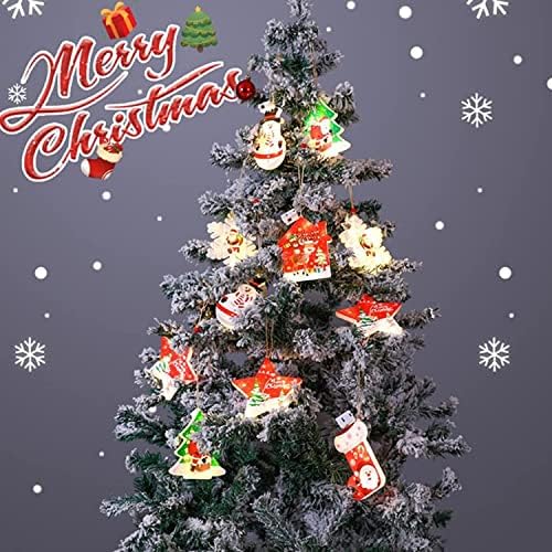 קישוטי עץ חג המולד מיניאטורי, קישוטי מיני חג המולד סט של 6, אורות חג מולד המופעלים על סוללה מקורה, אורות