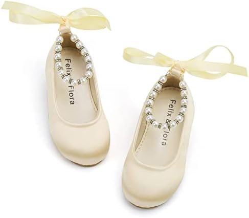 פליקס ופלורה בנות פעוט נעלי בלט קטנות - נערות פרחים מרי ג'יין דירות נעלי שמלה חתונה