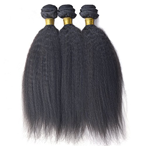 שיער טבעי לארוג 3 חבילות ברזילאי קינקי ישר טבעי שחור 1 ב רמי שיער תפירה בהארכת ערב אמיתי שיער