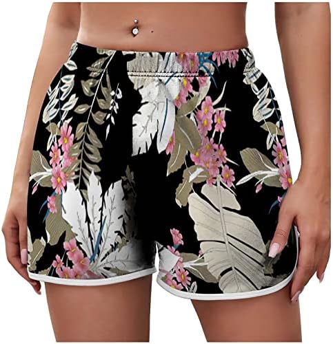מכנסי שחייה יבש מהיר לנשים מכנסיים קצרים חוף מודפסים טרופיים upf50+ גזעי שחייה בקיץ לוח אימון מזדמן לנשים