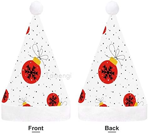 חג המולד סנטה כובע, שחור פתית שלג חג המולד חג כובע למבוגרים, יוניסקס נוחות חג המולד כובעי לשנה חדשה חגיגי תלבושות
