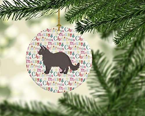 אוצרות קרוליין WDK2661CO1 שוקולד יורק 2 קישוט קרמיקה לחג המולד של חתול, קישוטים לעץ חג המולד, קישוט