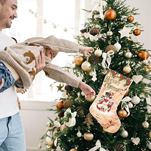 גרבי חג מולד בהתאמה אישית כולל ילדים של סנטה שלג עם טכניקות רקמה למסיבות חג מולד משפחתיות למסיבות