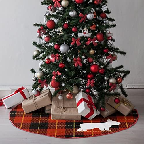 חג המולד אדום משובץ צללית צללית עץ חג המולד חצאית חג המולד 30 x 30 חג המולד קישוט