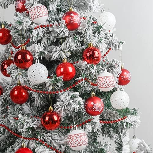 קישוטי חג המולד של VaineChay לבן אדום: קישוטי עץ חג המולד עכבי חג מולד אטומים קישוטים קטנים, 60