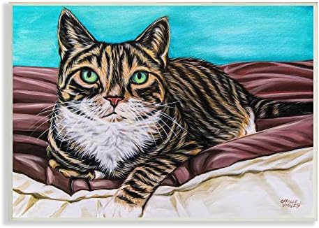 תעשיות סטופל מקסים טאבי חתול עיניים ירוקות ציור שמיכת חיבוק, עיצוב מאת קרולי ויטאלטי