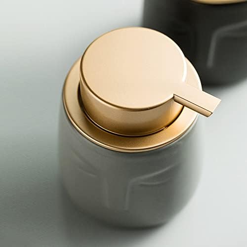 מתקן סבון מודרני ייחודי, בקבוק קרמיקה בצורת פנים עם משאבת זהב מט, מתקן קרם דקורטיבי לחדר אמבטיה או
