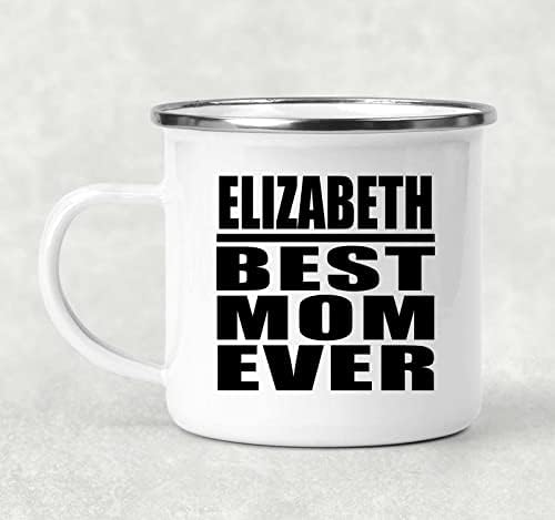מעצב את האמא הכי טובה של אליזבת אי פעם, ספל קמפינג 12 oz נירוסטה אמייל אמייל עם ידית, מתנות ליום