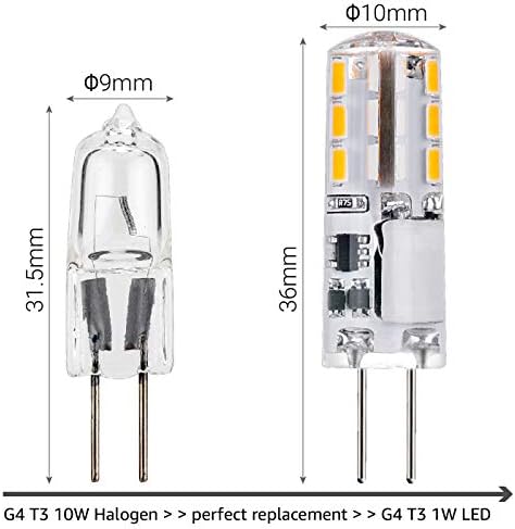 ג 'אוהופוגיי ג4 נורת לד 12 וולט, החלפת לד 1 וואט לנורת הלוגן 10 וואט, סוג ג' יי סי ט3 לאור תחת ארון פאק, תאורת