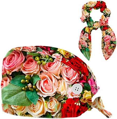 כובע עבודה מתכוונן עם רצועת זיעה מתאימה ושיער קשת רומנטית רומנטית פרחים פרחים