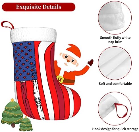 דגל אמריקאי Cutedwarf מיוצר עם מקלות הוקי כריסטמה גרביים קישוטי עץ חג המולד גרבי חג המולד למסיבות