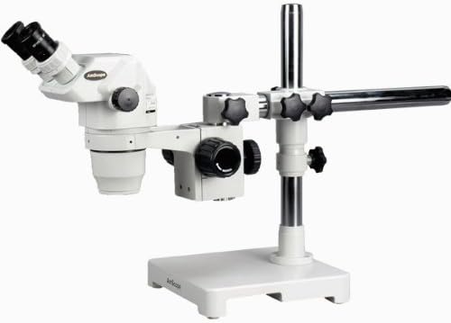 מיקרוסקופ זום סטריאו משקפת מקצועי של אמסקופ זם-3ברץ 3, עיניות פי 10, הגדלה פי 2-90, מטרת זום פי 0.67-4.5, תאורת