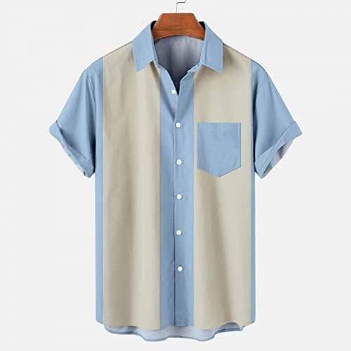 חולצות הוואי גברים, כפתור רטרו של גברים למטה חולצות באולינג 50s סגנון רוקבילי סגנון קיץ חולצת