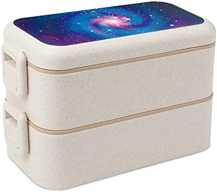 רקע גלקסי כפול בנטו קופסת ארוחת צהריים בנטו מיכל ארוחת צהריים לשימוש חוזר עם כלי אוכל לסעודה בית ספר