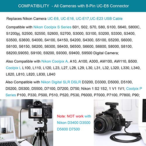 נתוני מחשב USB+עופרת כבל כבל מטען סוללה עבור Nikon Coolpix S3100 S4150 מצלמה