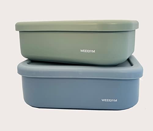 Weeilyam, זית ירוק 1-תאים סיליקון קופסת בנטו קופסת בנטו גמישה מיכל עיצוב אטום דליפות לארוחת צהריים וארוחות בדרכים
