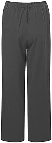 נשים מרתיחות פשתן כותנה קפריס מותניים אלסטיים מכנסיים קפרי מכנסיים גדולים על גבי רמת פשתן בגודל
