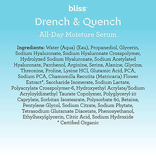 Bliss Drench & להרוות סרום לחות מדי יום - 1 fl Z - 4 סוגים של חומצה היאלורונית - מעניקה לעומק עור לעור לחות כל