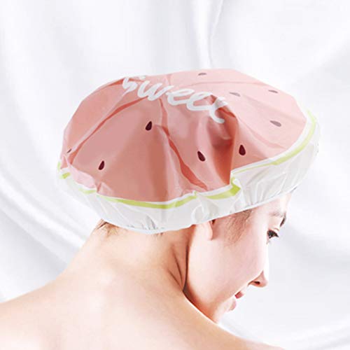 Pretyzoom 10 pcs כובעי מקלחת דפוס פירות כובעי אמבטיה למקלחת אטום למים כובעי מכסה שינה לנשים לילדים