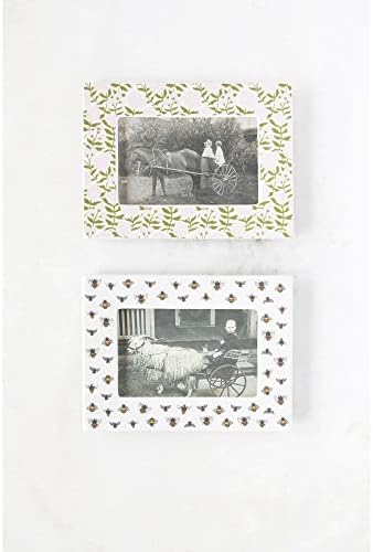 קואופ-אפ קריאייטיב או-או-חרס צילום דבורה/דפוס פרחוני, 2 מסגרות תמונה של סגנונות, 8 L x 6 W x 1 H, שיזוף